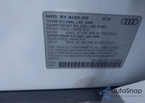 2023 Audi Q5 Premium 45 Tfsi S Line Quattro из США, поврежденный, VIN WA1GAAFY7P2195005